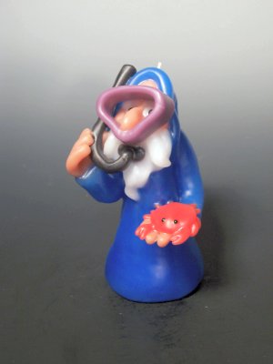 Dwarf Snorkeling Holding a Crab